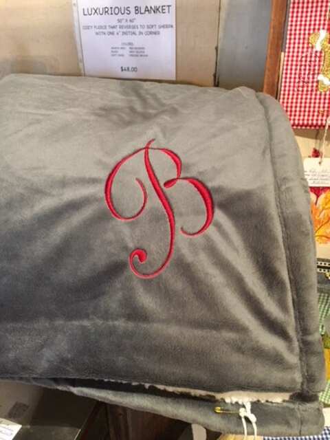Cozy Blanket With Sherpa & Embroidered Initial - image 1