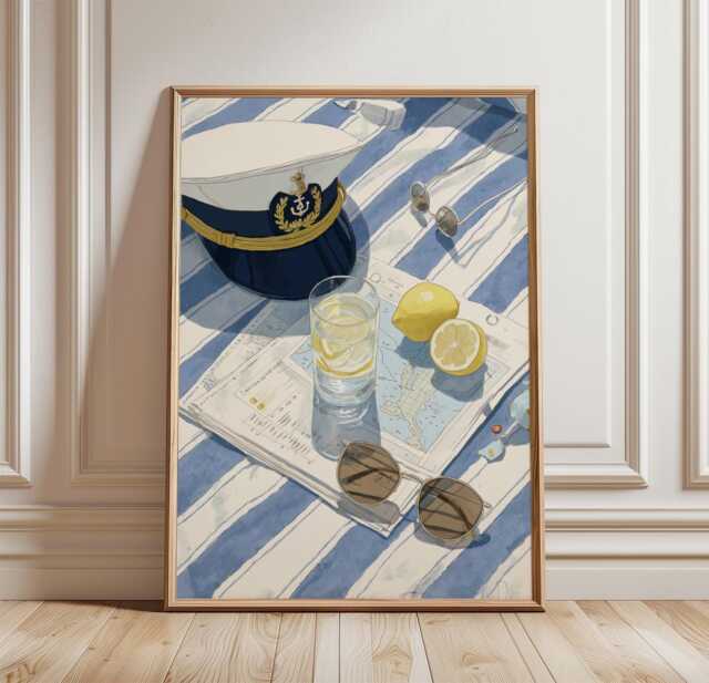 Nautical Summer Poster, Coastal Still Life Print, Beach Wall Art - image 1