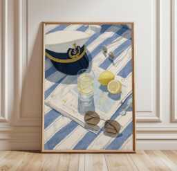 Nautical Summer Poster, Coastal Still Life Print, Beach Wall Art - thumbnail 1