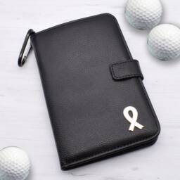 White Ribbon Design - Personalised Leatherette Golf Organiser Complete With Divot Repairer, Marker, Tees, Scorecard & Pencils