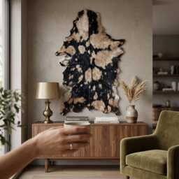 Genuine Premium Pattern Goat Skin Rug - Natural Animal Hide Throw, Rustic Decor - thumbnail 4