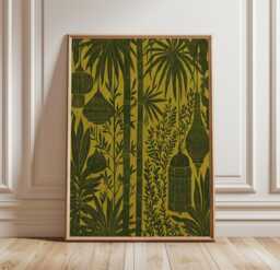 Bamboo Lantern Poster, Botanical Wall Art, Asian Decor Print