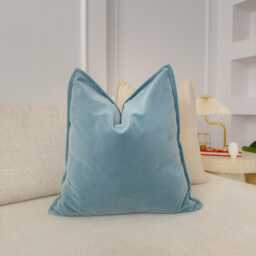 Premium Velvet Duck Egg Blue Cushion Cover Flanged Throw Pillow Home Decor Lumbar - All Sizes - thumbnail 4