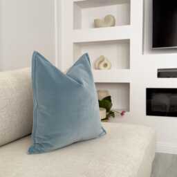 Premium Velvet Duck Egg Blue Cushion Cover Flanged Throw Pillow Home Decor Lumbar - All Sizes - thumbnail 3