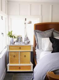 Gold Leaf Nightstand Shabby Chic Distressed White Bedside Table On Casters - thumbnail 1