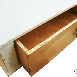 Gold Leaf Nightstand Shabby Chic Distressed White Bedside Table On Casters - thumbnail 4