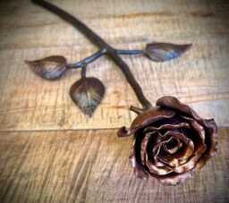 Handforged Iron Rose, Blacksmith Sculpture, Valentine's Day Gift - thumbnail 3