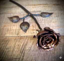Handforged Iron Rose, Blacksmith Sculpture, Valentine's Day Gift
