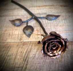 Handforged Iron Rose, Blacksmith Sculpture, Valentine's Day Gift - thumbnail 2