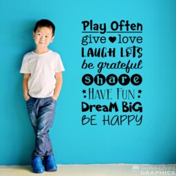 Children's Wall Decal - Play Often, Share, Have Fun, Dream Big Playroom Vinyl - thumbnail 1