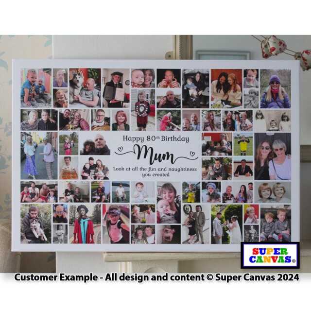 Happy Birthday Mum Wife Nana Daughter Sister Best Friend Personalised Picture Photo Party Board Collage Framed Canvas Print Gift - image 1