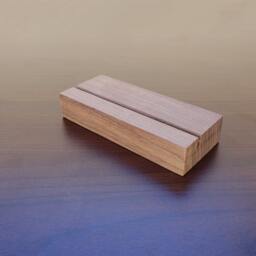 Wood Photo Holder. Wooden Postcard Card Office Display. Walnut - thumbnail 2