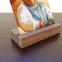 Wood Photo Holder. Wooden Postcard Card Office Display. Walnut - thumbnail 3