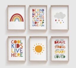 6 Prints, Rainbow Print, Wall Art, Boys Bedroom Girls Nursery Brother Sister Playroom - thumbnail 1