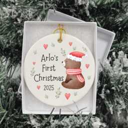 First Christmas Decoration Personalised Baby 1st Xmas Tree Bear Ornament - thumbnail 2