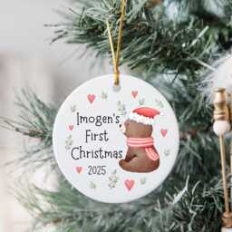 First Christmas Decoration Personalised Baby 1st Xmas Tree Bear Ornament - thumbnail 3