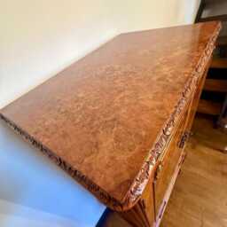 Vintage Queen Anne Burr Walnut Drinks Cabinet - Bespoke Home Bar Furniture - thumbnail 4