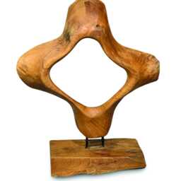 Teak Hoop Sculpture On Root Base 45cm - thumbnail 3