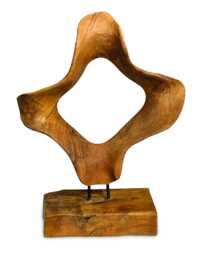 Teak Hoop Sculpture On Root Base 45cm