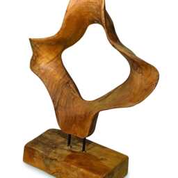 Teak Hoop Sculpture On Root Base 45cm - thumbnail 2