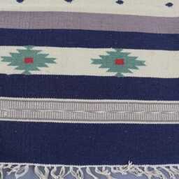 5'4x7'8 Ft Afghan Kilim Rug, Flatweave Handmade Kilim Wool Navy Blue Beige Oriental Turkmen Hand Woven Entry Way, Bedroom Carpet - thumbnail 4