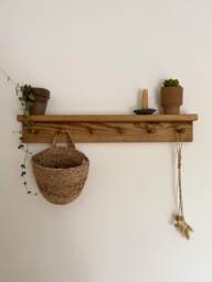 Shaker Peg Shelf Made From Solid Wood - Rail Coat Hook Kitchen Handcrafted Folkhaus