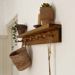 Shaker Peg Shelf Made From Solid Wood - Rail Coat Hook Kitchen Handcrafted Folkhaus - thumbnail 2