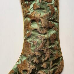 Luxury Christmas Stocking Green & Gold Silk Jacquard Rubelli Fabric Les Indes Galantes Pattern - Made in Italy - thumbnail 2