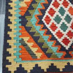 Multicolour Runner Rug, Handmade Artisan Afghan Turkish Scandinavian Navajo Bohemian Flatweave Wool Kilim Rug 190x70 cm - thumbnail 4