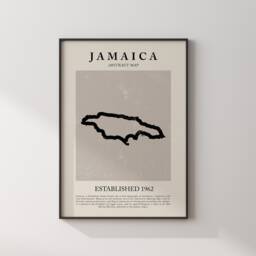 Jamaica Map Vintage Abstract Wall Art Print Picasso + Matisse Inspired Travel Poster - thumbnail 1