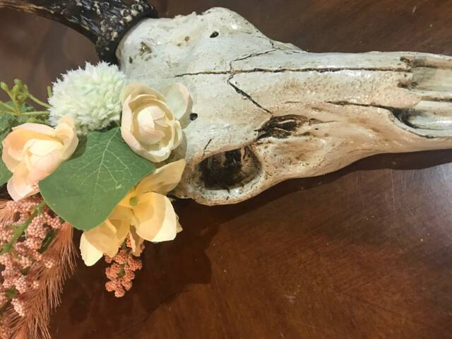 Resin Deer Skull With Spring Floral Crown - image 1