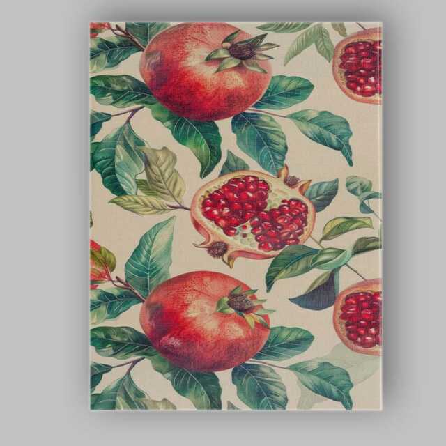 Vintage Pomegranate Botanical Fruit Repeat Pattern Canvas Wall Art Print Decor Picture Ready To Hang - image 1