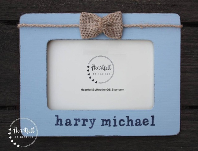Personalized Baby Picture Frame 4x6 - Newborn Gift, Vintage Blue - image 1