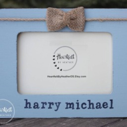 Personalized Baby Picture Frame 4x6 - Newborn Gift, Vintage Blue - thumbnail 2