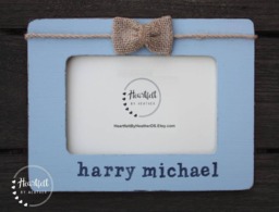 Personalized Baby Picture Frame 4x6 - Newborn Gift, Vintage Blue