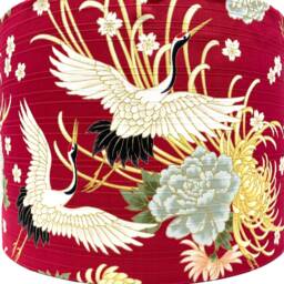Japanese Crane Lampshade Red & Gold Asian Light Shade - thumbnail 2