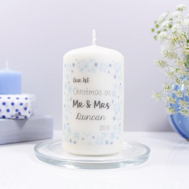 1st Christmas As Mr & Mrs Candle - First & Married Gift - image 1