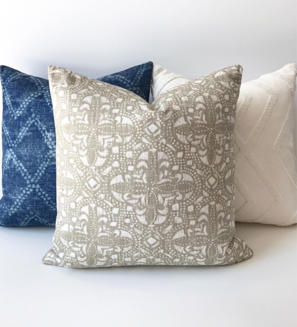 Tan & Ivory Quatrefoil Moroccan Lace Decorative Pillow Cover - image 1