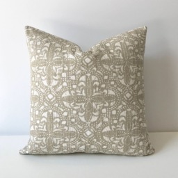 Tan & Ivory Quatrefoil Moroccan Lace Decorative Pillow Cover - thumbnail 2