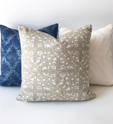 Tan & Ivory Quatrefoil Moroccan Lace Decorative Pillow Cover - thumbnail 1