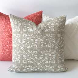Tan & Ivory Quatrefoil Moroccan Lace Decorative Pillow Cover - thumbnail 4