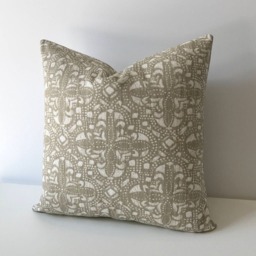 Tan & Ivory Quatrefoil Moroccan Lace Decorative Pillow Cover - thumbnail 3