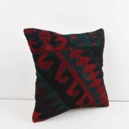 Handmade Turkish Kilim Pillow Boho Throw Pillow Cover - 16x16 - thumbnail 2