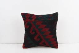 Handmade Turkish Kilim Pillow Boho Throw Pillow Cover - 16x16 - thumbnail 1