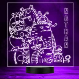 Funny Monsters Chlldren's Characters Personalised Gift Any Colour Night Light - thumbnail 1