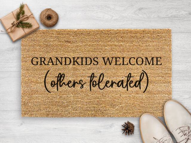 Grandkids Welcome Others Tolerated - Christmas Gift Personalized Family Mat Custom Coir Doormat Housewarming For Grandma - image 1