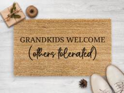 Grandkids Welcome Others Tolerated - Christmas Gift Personalized Family Mat Custom Coir Doormat Housewarming For Grandma - thumbnail 1