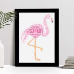 Personalised Flamingo Word Art Print, Present Gift, Custom Wall Framed Picture Poster Nl - thumbnail 2