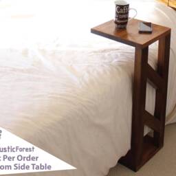 Modern Couch Side Table in Solid Wood With Many Options & Handmade Usa, Couch Arm Drink Surface Table, Farmhouse - thumbnail 2