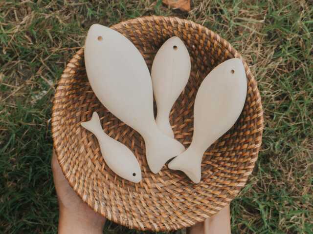 Unfinished Wooden Fish For Painting, Diy Craft Toy Kids, Montessori Art Project, 3D Shape, Wall Hanging Decor - image 1